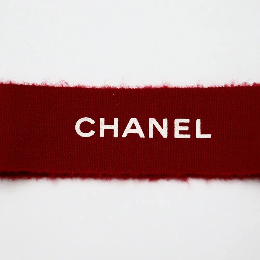 CHANEL Red & White Ribbon Gift Wrap Craft